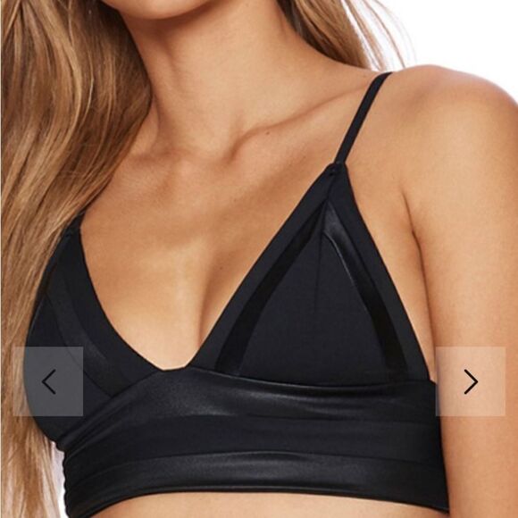 Beach Bunny Bikini Set Brazilian Cut Bottoms Triangle Top Black Size Medium - Picture 15 of 15